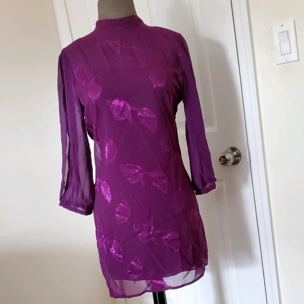Sheer High Neck Dress with slit sleeves size M